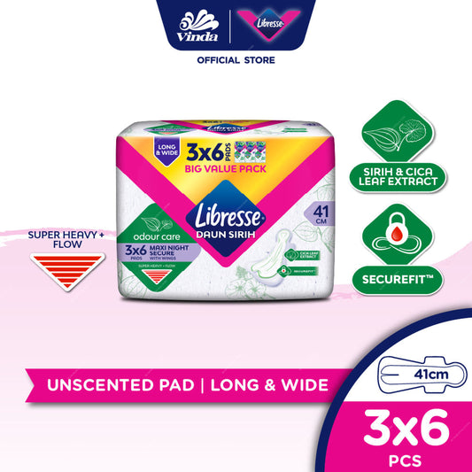 Libresse unscented pad packaging with Vinda and Univese branding on a white background  m2m order solutions