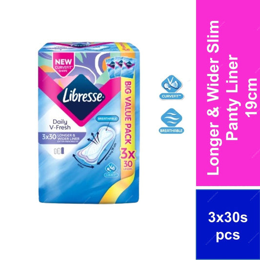 Libresse daily hygiene product packaging with text on a white background  m2m order solutions