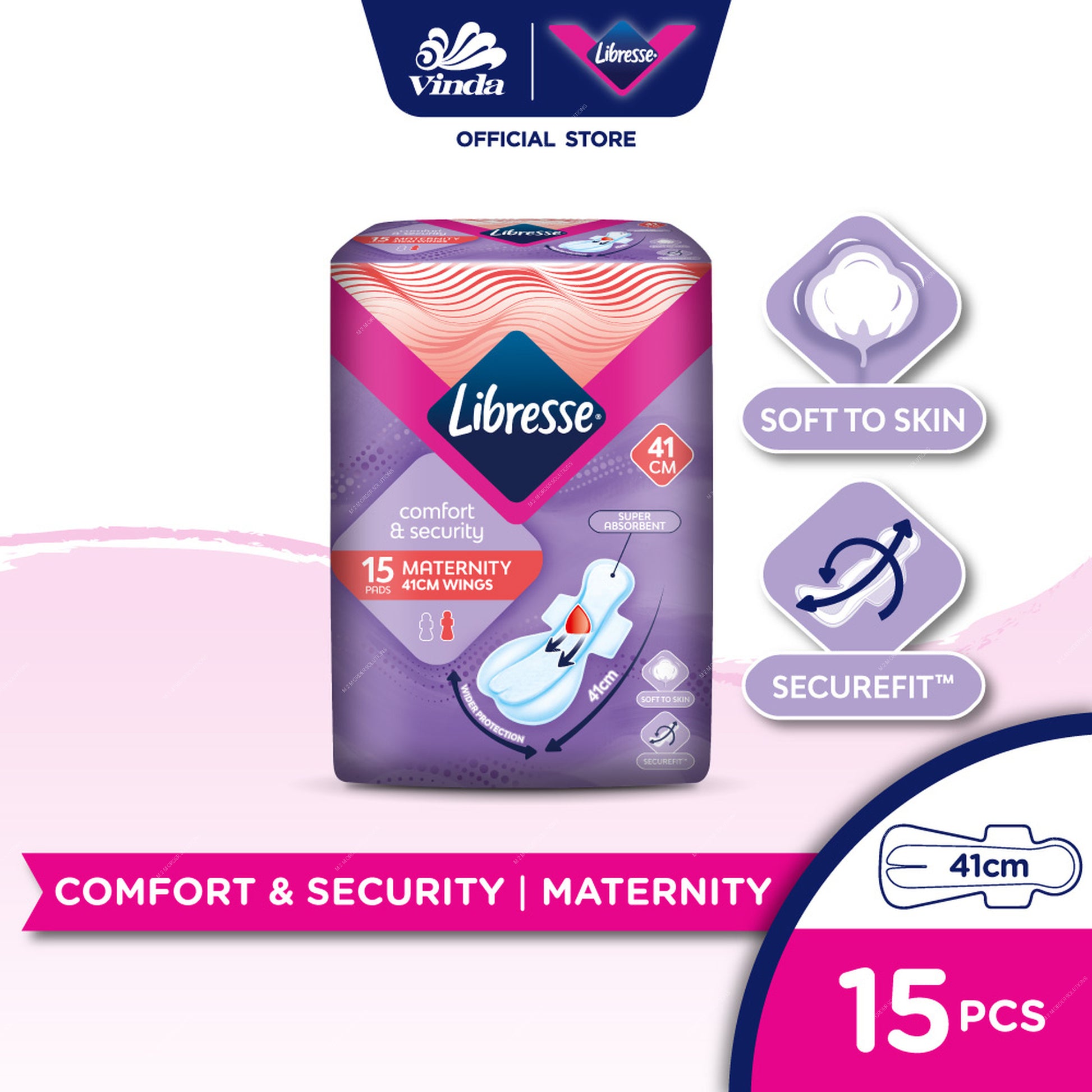 Libresse maternity pads packaging with Vinda logo on a white background  m2m order solutions