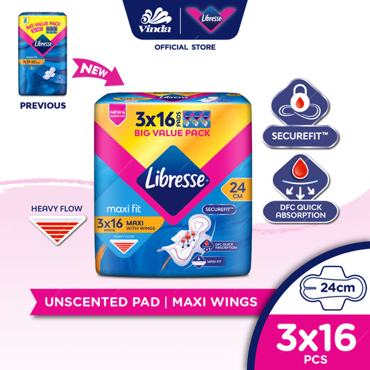 Libresse maxi fit pad packaging with Vinda logo on a white background  m2m order solutions