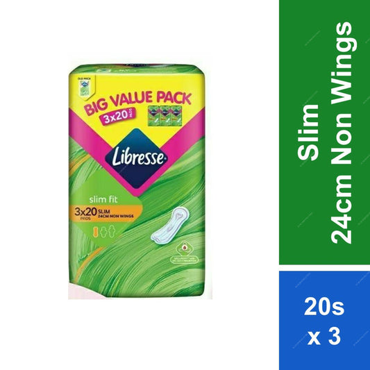 Libresse sanitary pads packaging with green and yellow design on a white background  m2m order solutions