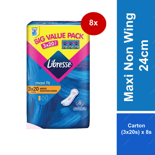 Libresse maxi fit sanitary pads packaging with product details on a white background  m2m order solutions