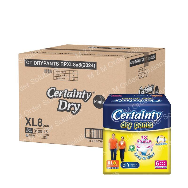 CERTAINTY PANTS XL ADULT DIAPER 8*8S