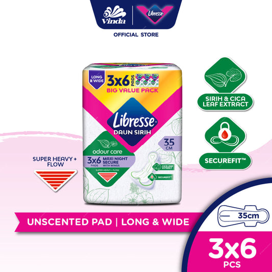Libresse unscented pad packaging with Vinda and Libresse branding on a white background  m2m order solutions