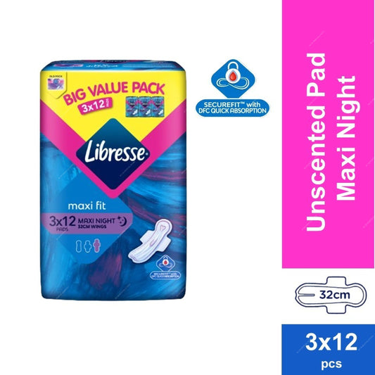 Libresse maxi fit unscented pad packaging on a white background  m2m order solutions