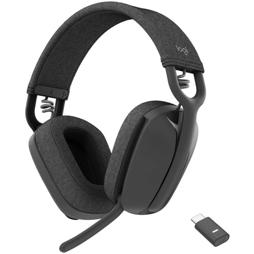 Logitech Zone Vibe Wireless Over The Ear Over The Head Stereo Headset Graphite Binaural Ear Cup 3000 Cm Bluetooth 20 Hz To 20 Khz Omni Directional Mems Technology Noise Cancelling Microphone Usb Type C