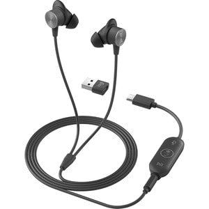Logitech Zone Wired Earbud Stereo Earset Graphite Binaural In Ear 16 Ohm 20 Hz To 16 Khz 145 Cm Cable Noise Cancelling Omni Directional Mems Technology Microphone Mini Phone 3 5Mm Usb Type A Usb Type C
