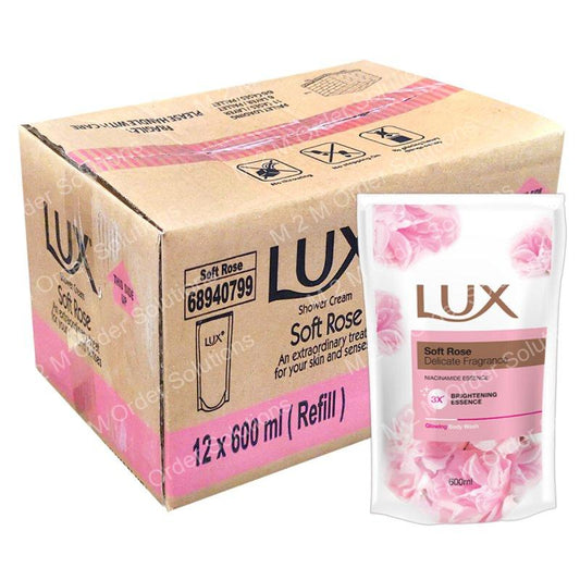 LUX SOAP SHOWER FRAGRANCE ROS PACK 12x600ML