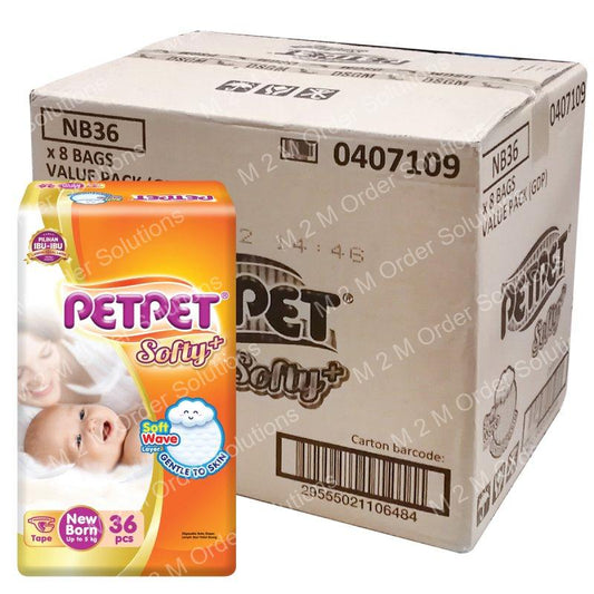 PETPET SOFTY TAPE DIAPER NEWBORN 8*36S