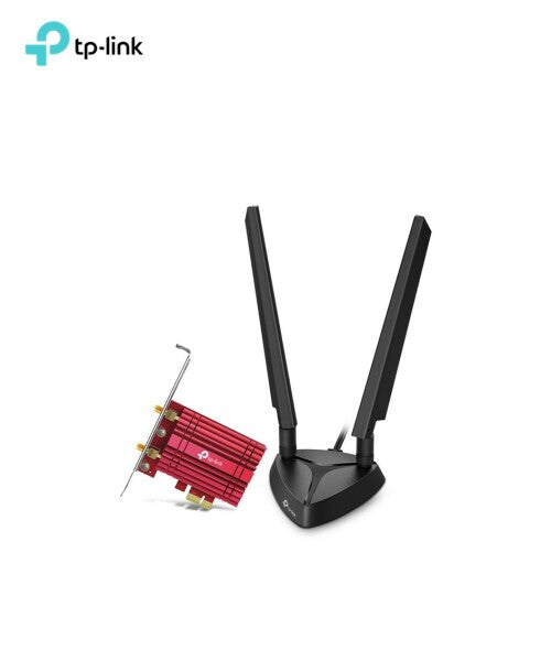 TPLINK EXPRESS 6E BLUETOOTH PCI WI-FI 5.2 ADAPTER C/W CABLE & BASE TRI-BAND AXE5400 ANTENNA
